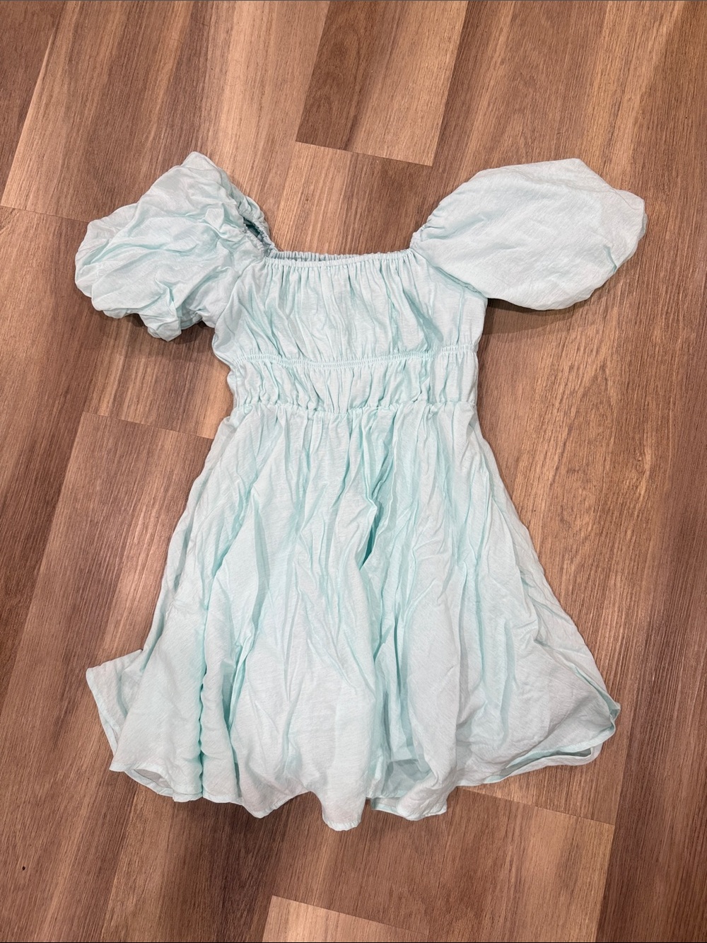 Light Blue Puff Sleeve Casual Women’s Dress